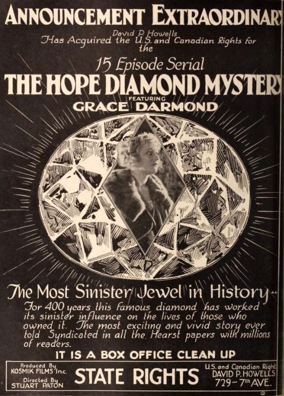 Advertisement for the American film serial The Hope Diamond Mystery (1921)